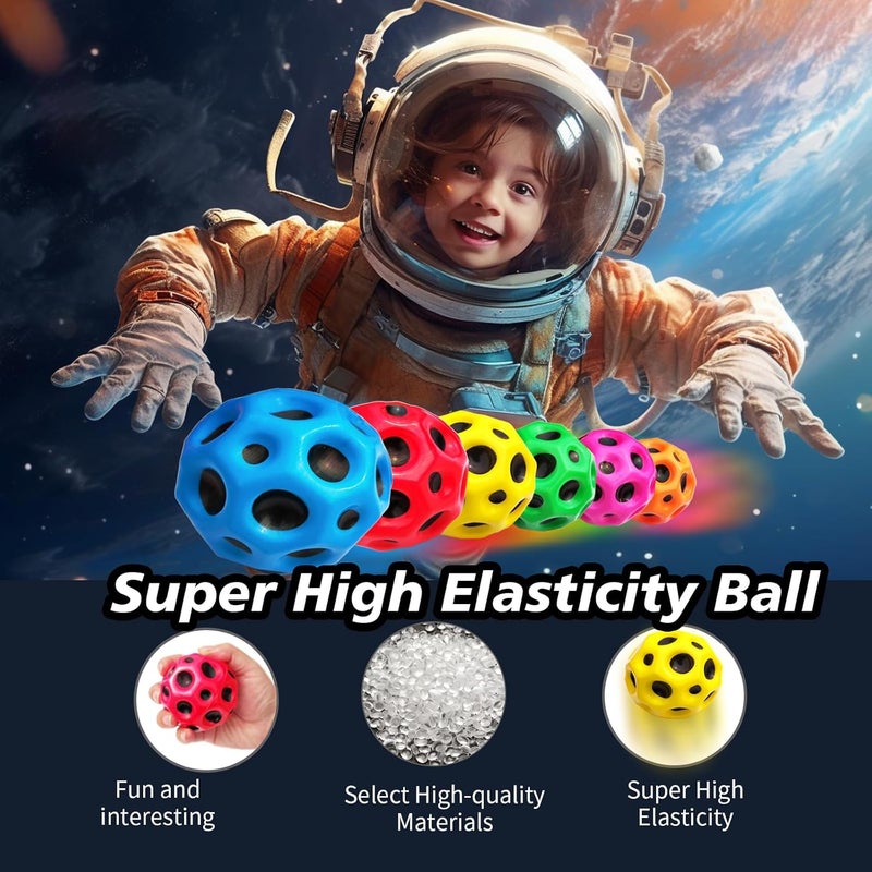 QOUXZ 6 Pack Astro Jump Ball, Multicolored Spaceballs, Super High Bouncing Lightweight for Children, Bouncy Balls, Jumping Toy for Stress Relief - Image 4